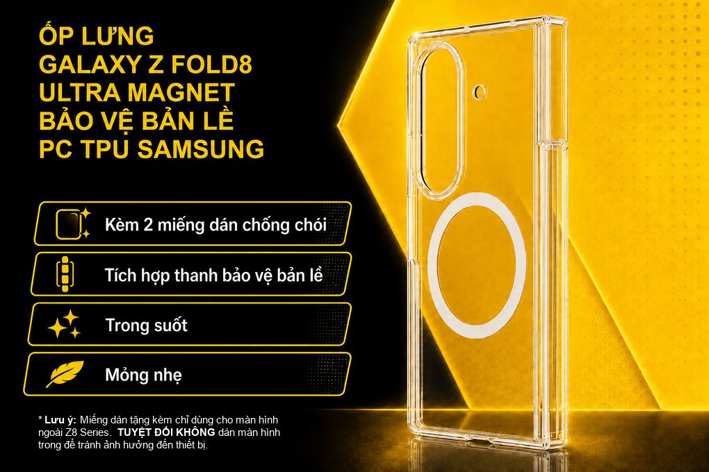 Ốp lưng Galaxy Z Fold8 Ultra Magnet Bảo Vệ Bản Lề PC TPU SAMSUNG Màu Trắng