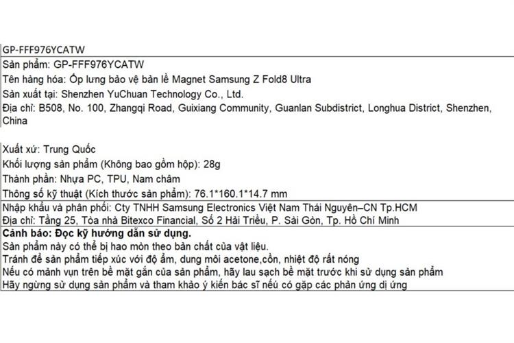 Ốp lưng Galaxy Z Fold8 Ultra Magnet Bảo Vệ Bản Lề PC TPU SAMSUNG Màu Trắng