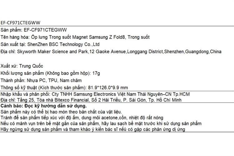 Ốp lưng Galaxy Z Fold8 Magnet PC TPU SAMSUNG Màu Trắng