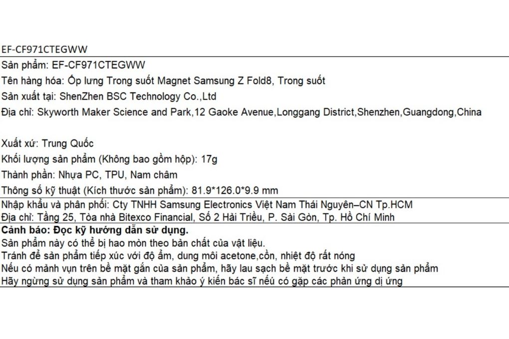 Ốp lưng Galaxy Z Fold8 Magnet PC TPU SAMSUNG Màu Trắng