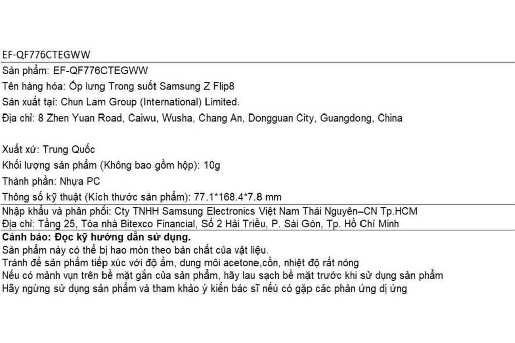 Ốp lưng Galaxy Z Flip8 PC SAMSUNG Màu Trắng