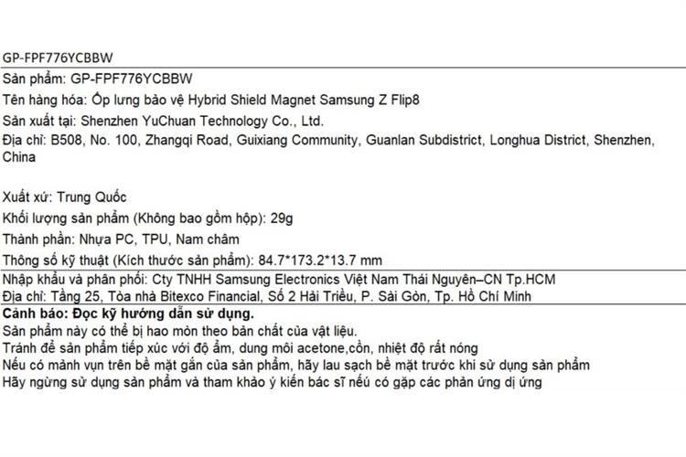 Ốp lưng Galaxy Z Flip8 Magnet Hybrid Shield PC TPU SAMSUNG Màu Đen