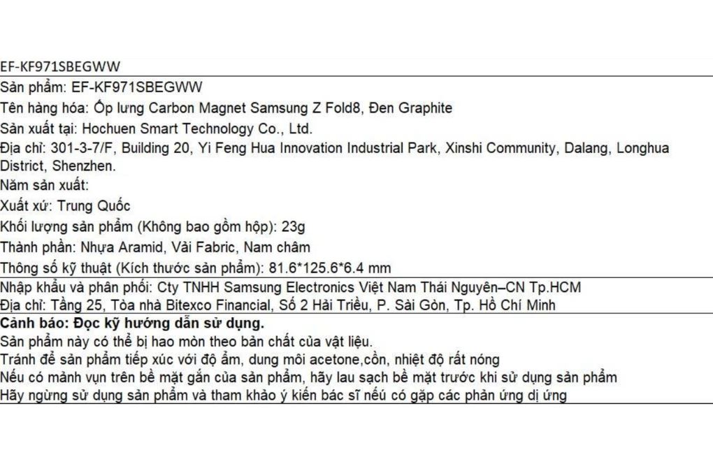 Ốp lưng Galaxy Z Fold8 Magnet Carbon SAMSUNG Màu Đen