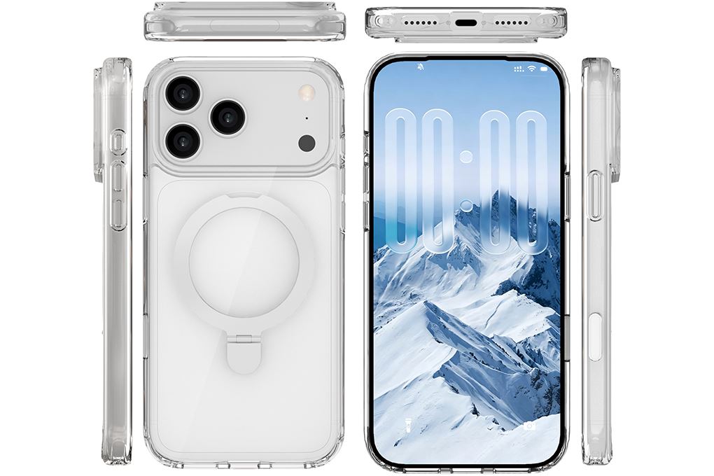Ốp lưng iPhone 18 Pro Max Vòng Đỡ Magnetic có button control Dim Troy PC TPU AVA+ OCM17008A Màu Trắng