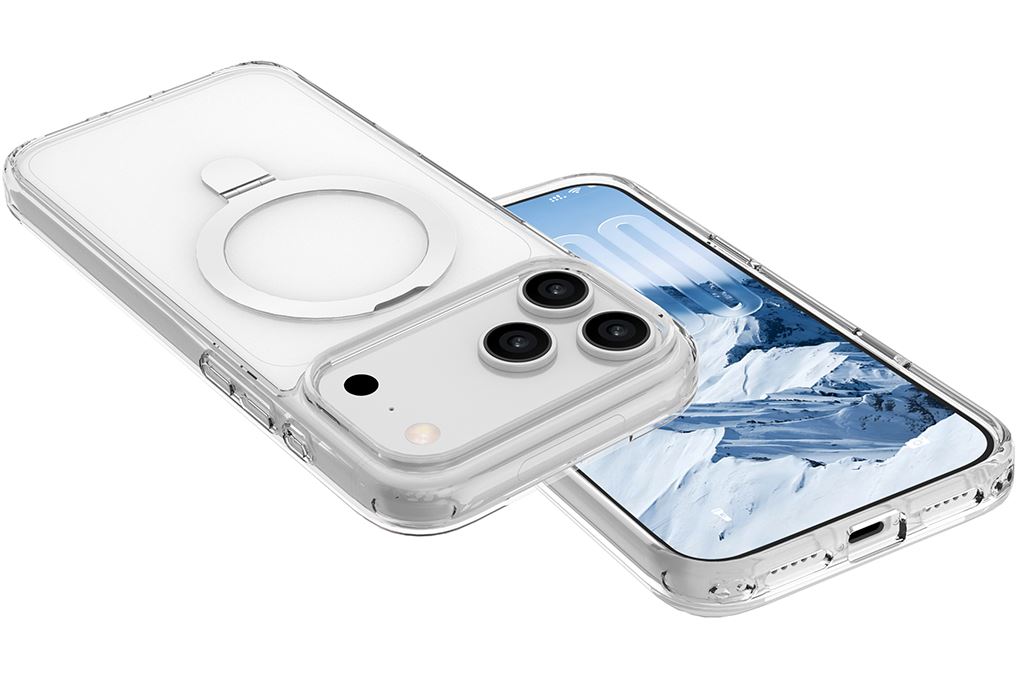 Ốp lưng iPhone 18 Pro Max Vòng Đỡ Magnetic có button control Dim Troy PC TPU AVA+ OCM17008A Màu Trắng