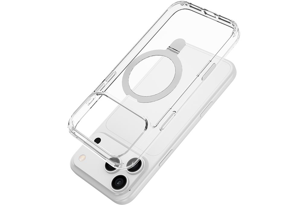 Ốp lưng iPhone 18 Pro Max Vòng Đỡ Magnetic có button control Dim Troy PC TPU AVA+ OCM17008A Màu Trắng
