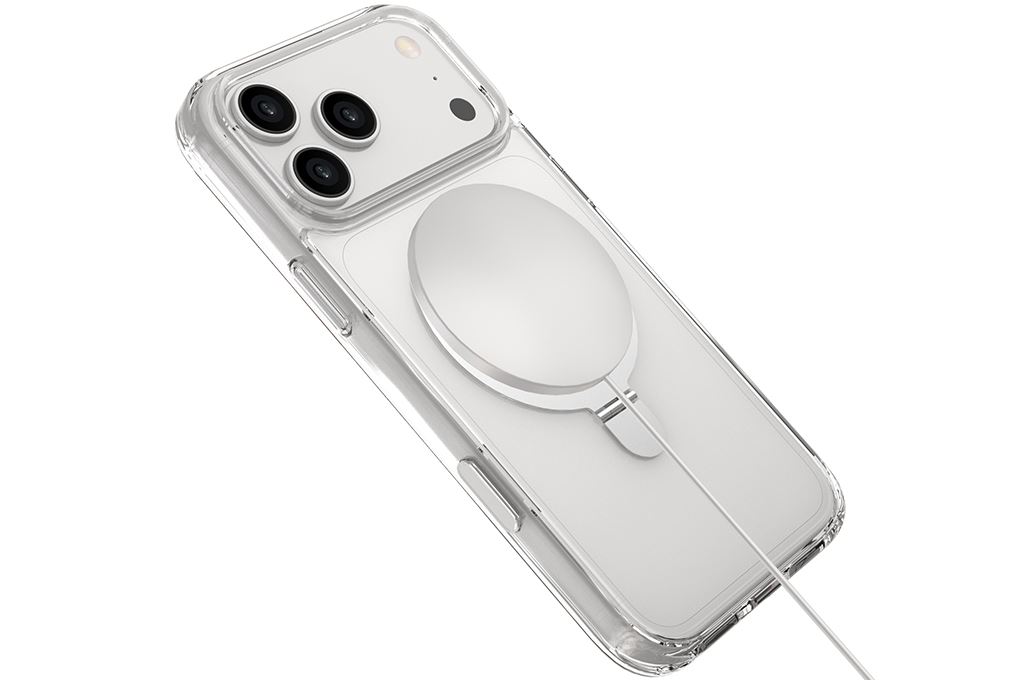 Ốp lưng iPhone 18 Pro Max Vòng Đỡ Magnetic có button control Dim Troy PC TPU AVA+ OCM17008A Màu Trắng