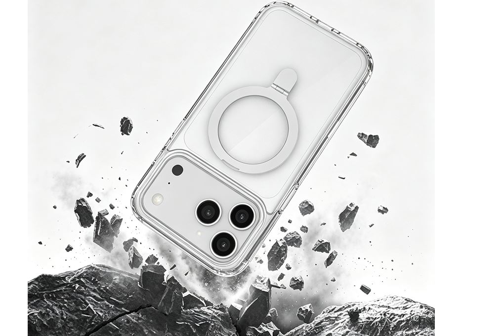 Ốp lưng iPhone 18 Pro Max Vòng Đỡ Magnetic có button control Dim Troy PC TPU AVA+ OCM17008A Màu Trắng