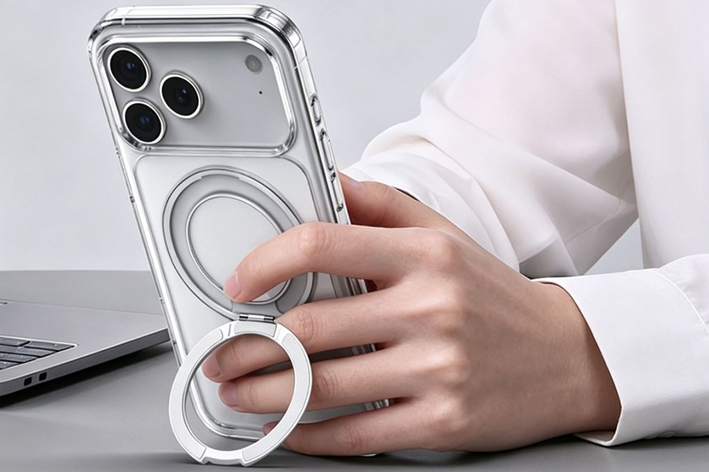 Ốp lưng iPhone 18 Pro Max Vòng Magnetic Xoay 360 có button control JC PC TPU KL6501 AVA+ Màu Trắng