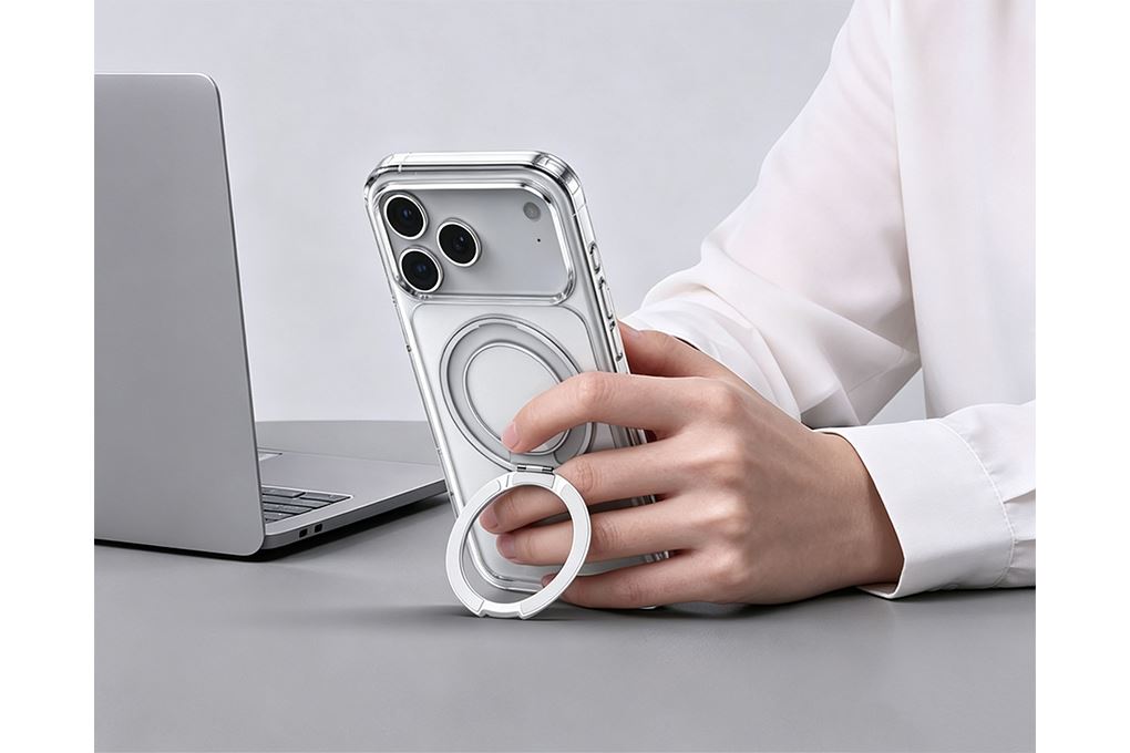 Ốp lưng iPhone 18 Pro Vòng Magnetic Xoay 360 có button control JC PC TPU KL6501 AVA+ Màu Trắng