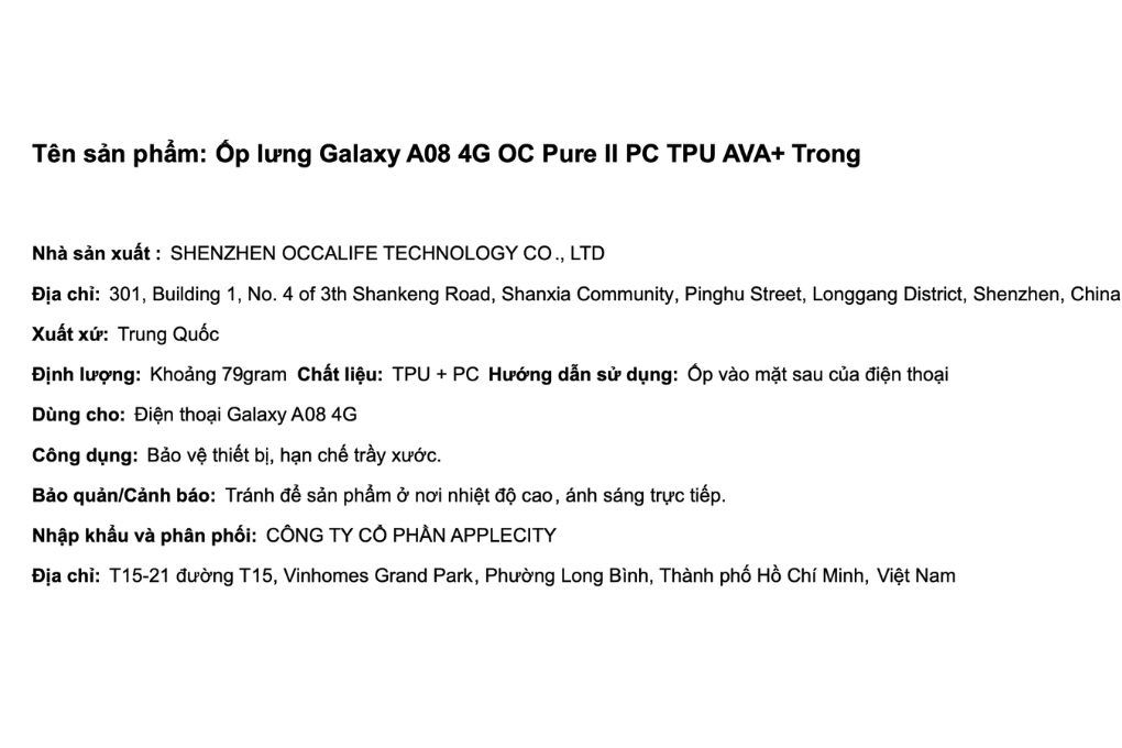 Ốp lưng Galaxy A08 4G OC Pure II PC TPU AVA+ - 6