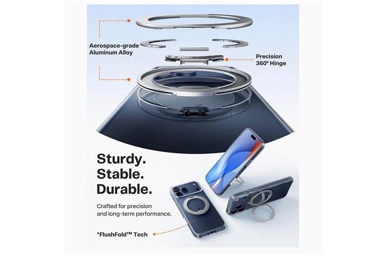 Ốp lưng Magnetic 360 Stand iPhone 17 Pro Max TPU PC TORRAS ONEO Màu Trắng
