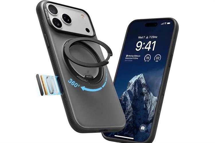 Ốp lưng Magnetic 360 Stand iPhone 17 Pro TPU PC TORRAS ONEO Màu Đen