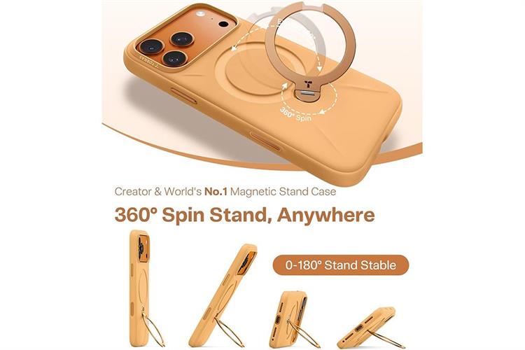 Ốp lưng Magnetic 360 Stand iPhone 17 Pro Max TPU PC TORRAS Q3 MONO Màu Cam