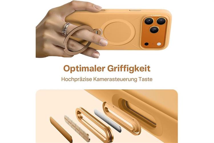 Ốp lưng Magnetic 360 Stand iPhone 17 Pro Max TPU PC TORRAS Q3 MONO Màu Cam