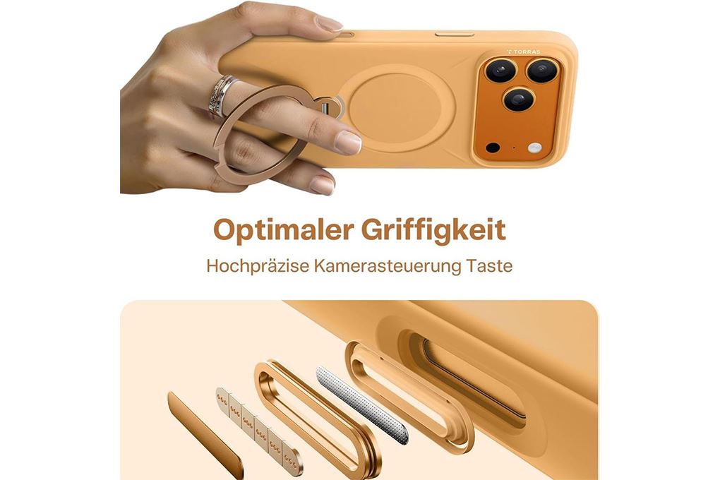 Ốp lưng Magnetic 360 Stand iPhone 17 Pro Max TPU PC TORRAS Q3 MONO Màu Cam