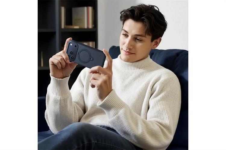 Ốp lưng Magnetic 360 Stand iPhone 17 Pro Max TPU PC TORRAS Q3 MONO Màu Xanh Dương