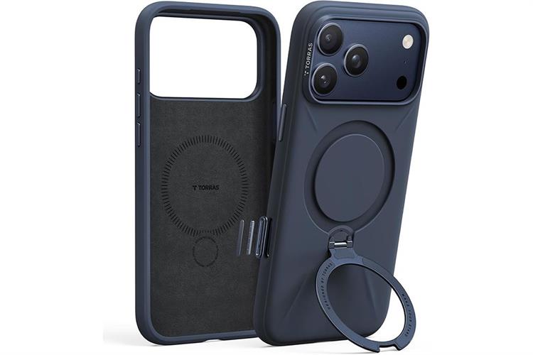 Ốp lưng Magnetic 360 Stand iPhone 17 Pro Max TPU PC TORRAS Q3 MONO Màu Xanh Dương