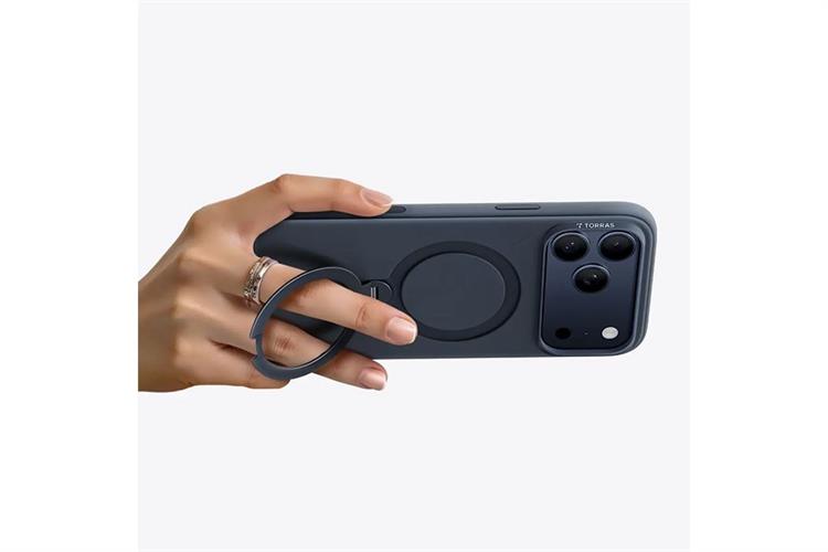 Ốp lưng Magnetic 360 Stand iPhone 17 Pro Max TPU PC TORRAS Q3 MONO Màu Xanh Dương