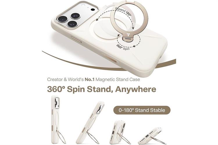 Ốp lưng Magnetic 360 Stand iPhone 17 Pro TPU PC TORRAS Q PRO Màu Trắng
