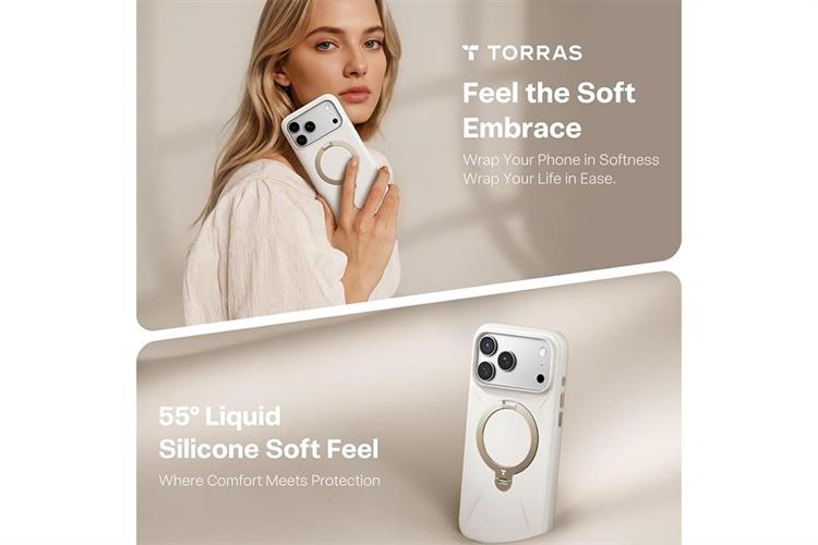 Ốp lưng Magnetic 360 Stand iPhone 17 Pro TPU PC TORRAS Q PRO Màu Trắng