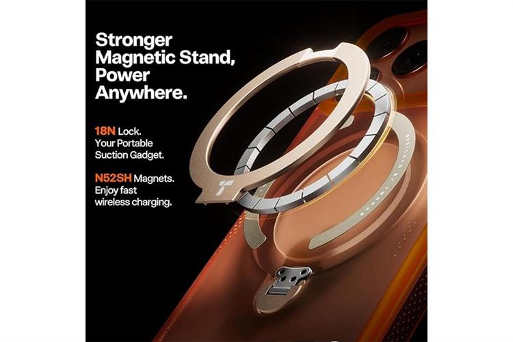 Ốp lưng Magnetic 360 Stand iPhone 17 Pro PU PC TORRAS Q3 AIR Màu Cam
