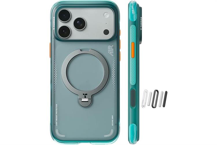 Ốp lưng Magnetic 360 Stand iPhone 17 Pro PU PC TORRAS Q3 AIR Màu Xanh ngọc
