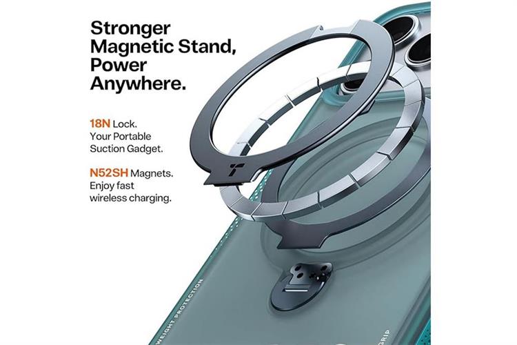 Ốp lưng Magnetic 360 Stand iPhone 17 Pro PU PC TORRAS Q3 AIR Màu Xanh ngọc