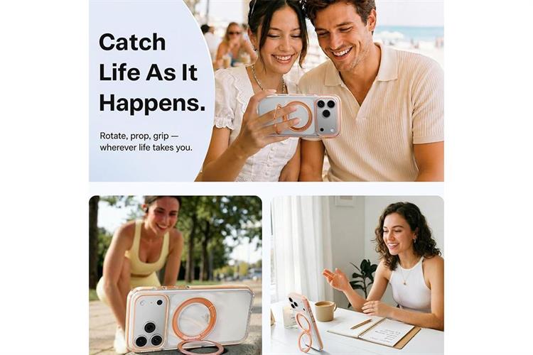 Ốp lưng Magnetic 360 Stand iPhone 17 Pro TPU PC TORRAS O3L Màu Cam
