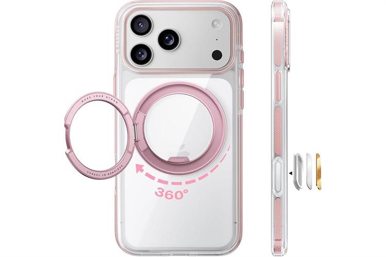 Ốp lưng Magnetic 360 Stand iPhone 17 Pro TPU PC TORRAS O3L Màu Hồng
