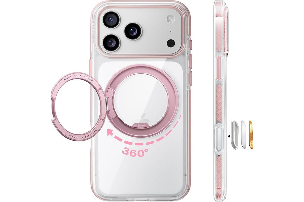 Ốp lưng Magnetic 360 Stand iPhone 17 Pro TPU PC TORRAS O3L Màu Hồng