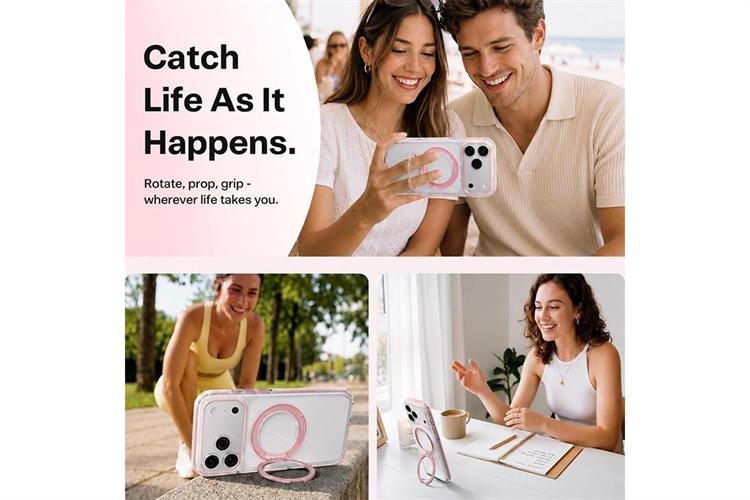 Ốp lưng Magnetic 360 Stand iPhone 17 Pro TPU PC TORRAS O3L Màu Hồng