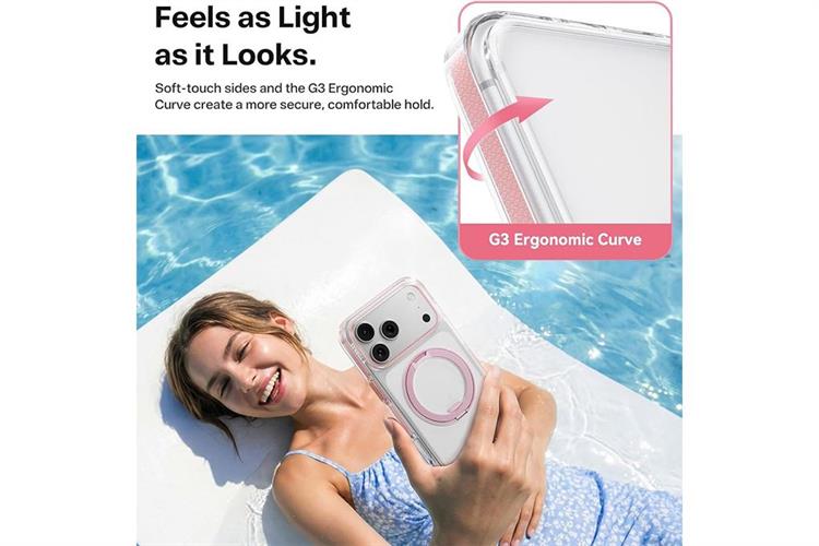Ốp lưng Magnetic 360 Stand iPhone 17 Pro TPU PC TORRAS O3L Màu Hồng