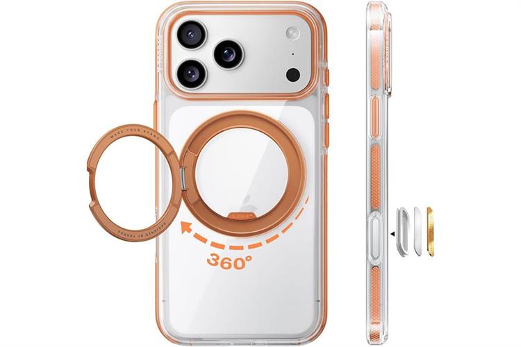 Ốp lưng Magnetic 360 Stand iPhone 17 Pro Max TPU PC TORRAS O3L Màu Cam