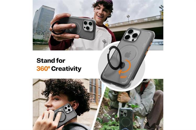 Ốp lưng Magnetic 360 Stand iPhone 16 Pro TPU PC TORRAS Q3 AIR Màu Đen