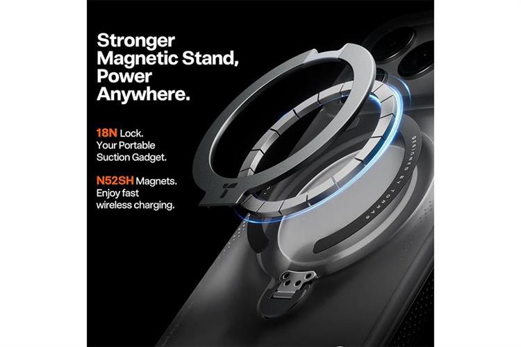 Ốp lưng Magnetic 360 Stand iPhone 16 Pro TPU PC TORRAS Q3 AIR Màu Đen