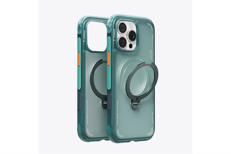 Ốp lưng Magnetic 360 Stand iPhone 16 Pro TPU PC TORRAS Q3 AIR Màu Xanh ngọc