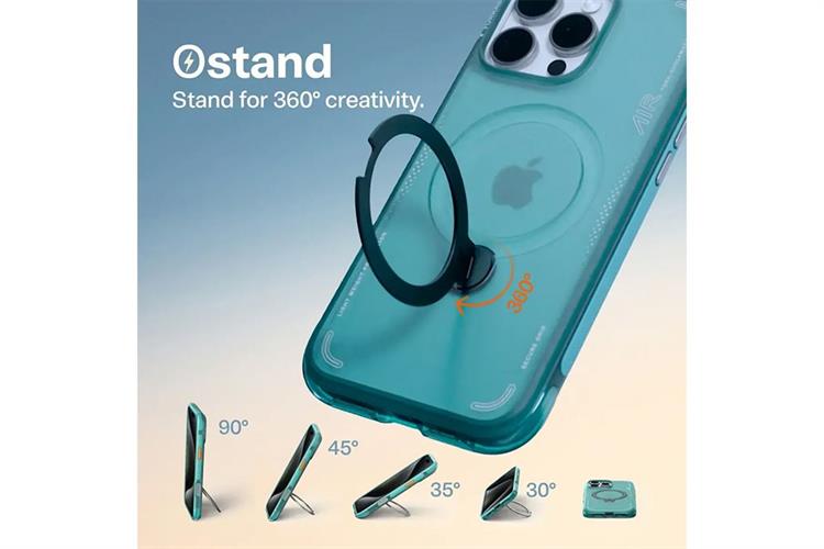 Ốp lưng Magnetic 360 Stand iPhone 16 Pro TPU PC TORRAS Q3 AIR Màu Xanh ngọc
