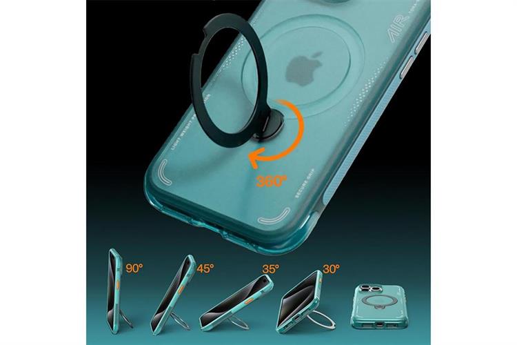 Ốp lưng Magnetic 360 Stand iPhone 16 Pro TPU PC TORRAS Q3 AIR Màu Xanh ngọc