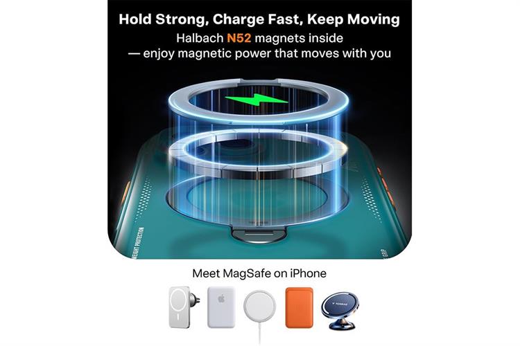Ốp lưng Magnetic 360 Stand iPhone 16 Pro TPU PC TORRAS Q3 AIR Màu Xanh ngọc