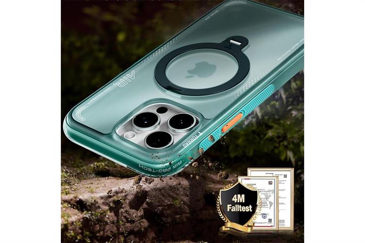 Ốp lưng Magnetic 360 Stand iPhone 16 Pro TPU PC TORRAS Q3 AIR Màu Xanh ngọc