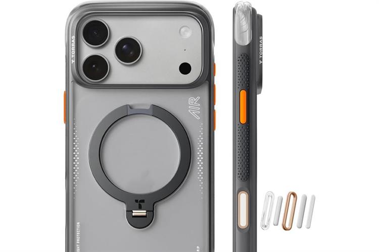 Ốp lưng Magnetic 360 Stand iPhone 17 Pro Max TPU PC TORRAS Q3 AIR Màu Đen