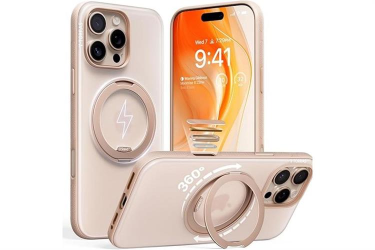 Ốp lưng Magnetic 360 Stand iPhone 16 Pro TPU PC ONEO TORRAS Màu Kem