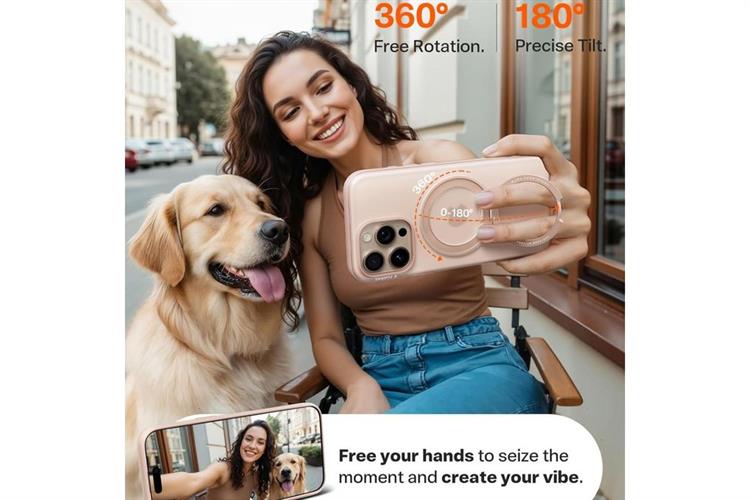 Ốp lưng Magnetic 360 Stand iPhone 16 Pro TPU PC ONEO TORRAS Màu Kem