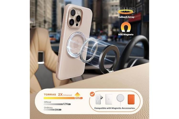 Ốp lưng Magnetic 360 Stand iPhone 16 Pro TPU PC ONEO TORRAS Màu Kem