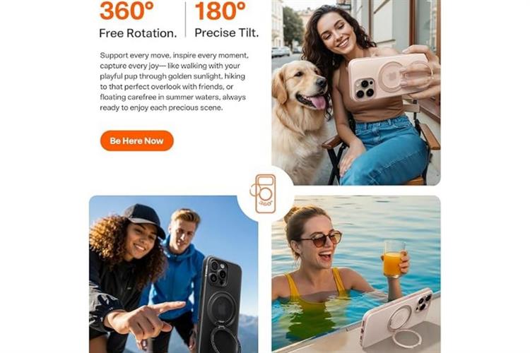 Ốp lưng Magnetic 360 Stand iPhone 16 Pro TPU PC ONEO TORRAS Màu Kem