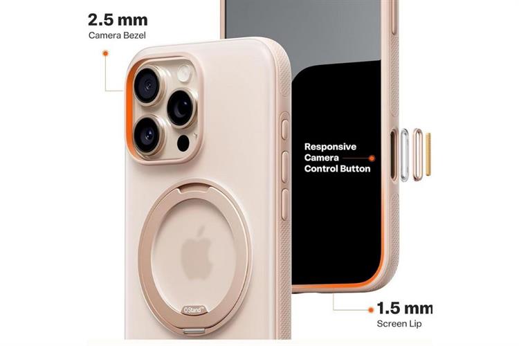 Ốp lưng Magnetic 360 Stand iPhone 16 Pro TPU PC ONEO TORRAS Màu Kem