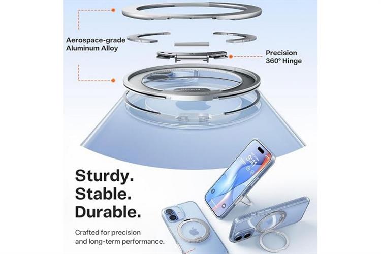 Ốp lưng Magnetic 360 Stand iiPhone 17 TPU PC ONEO TORRAS Màu Trắng