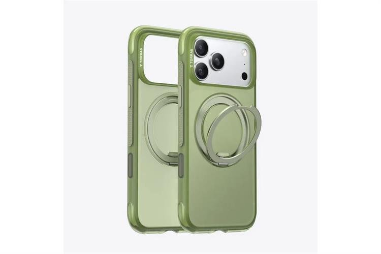 Ốp lưng Magnetic 360 Stand iPhone 17 Pro TPU PC TORRAS O3 AIR Màu Xanh lá
