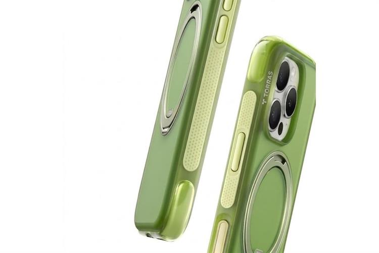 Ốp lưng Magnetic 360 Stand iPhone 15 Pro Max TPU PC TORRAS O3 AIR Màu Xanh lá